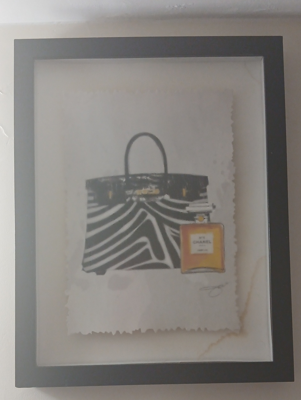 Chanel Zebra Print Handbag Art Print with Perfume Bottle